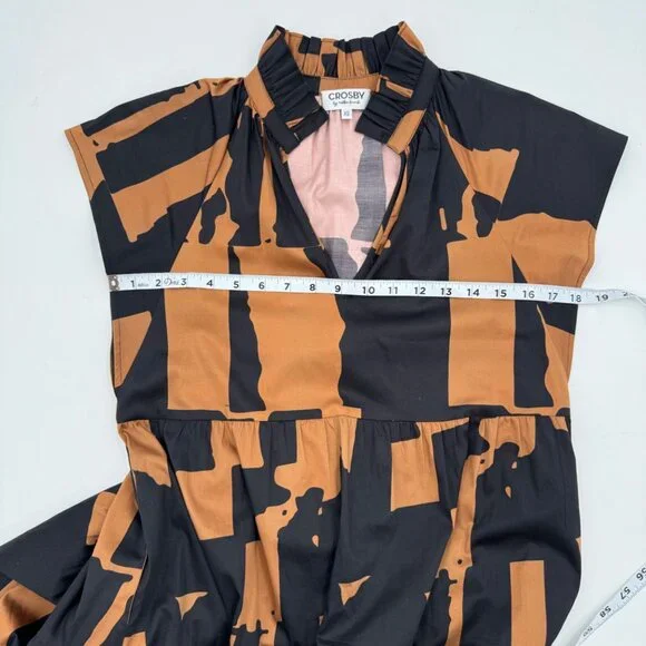 Crosby Watts Cotswold Abstract Print Midi Dress With High Collar Size XS - Picture 11 of 11